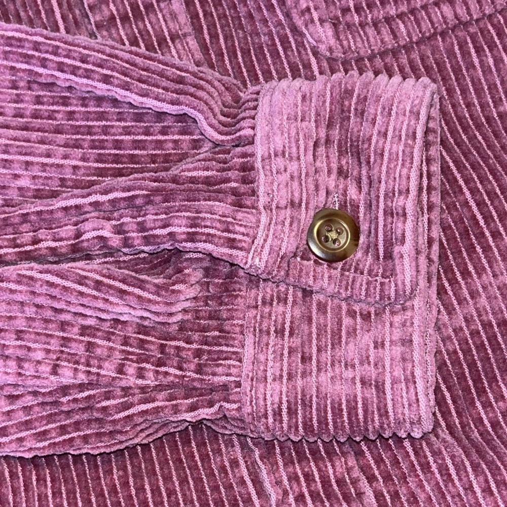 LL Bean Corduroy Button Up Shirt Jacket Women's Medium Reg Pink Cotton Shacket - Picture 5 of 5
